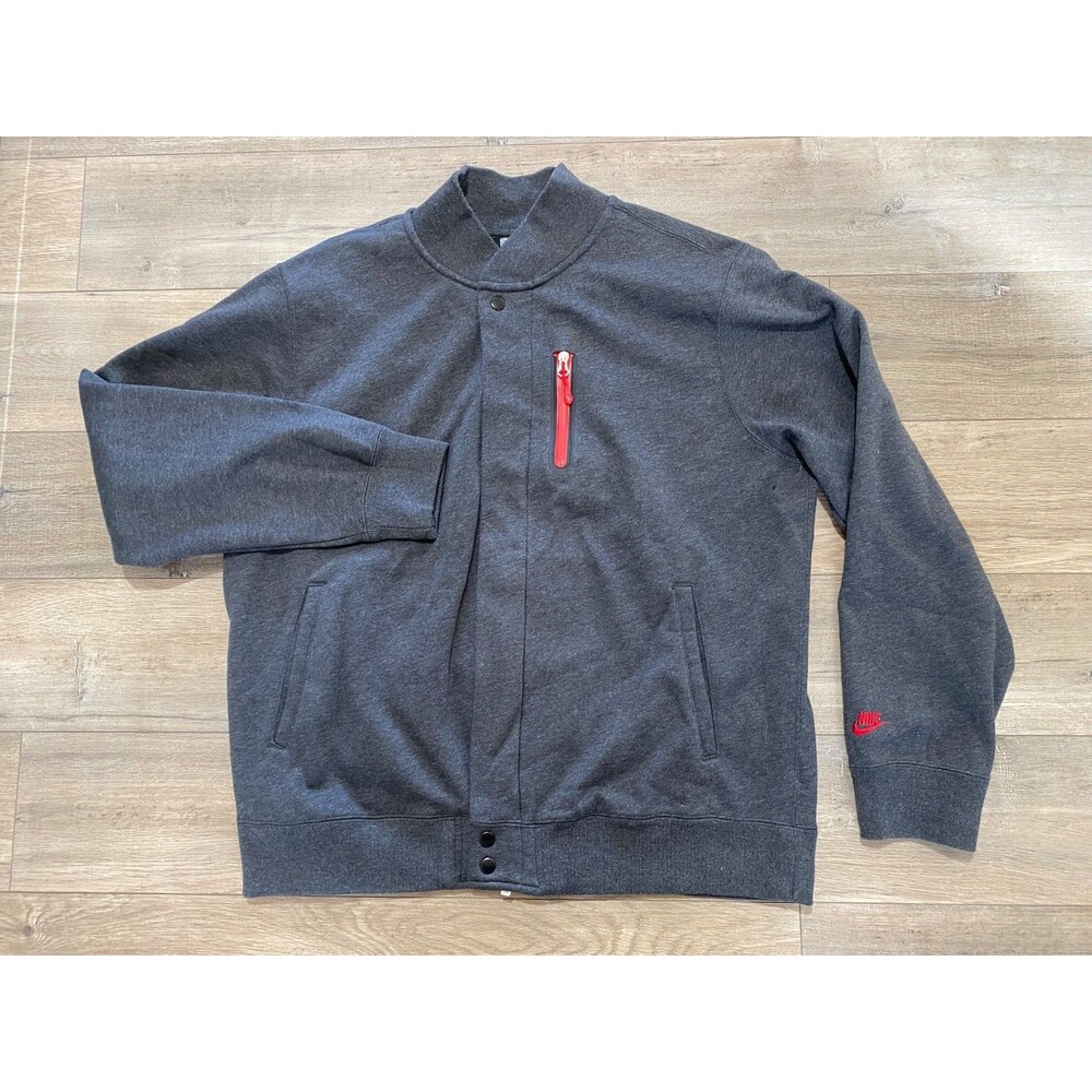 Nike Tech Fleece Knit Men's XL Full Zip Varsity Bomber Destroyer Gray Jacket